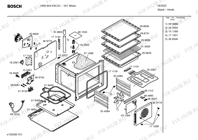 Взрыв-схема плиты (духовки) Bosch HSN842KSC - Схема узла 03