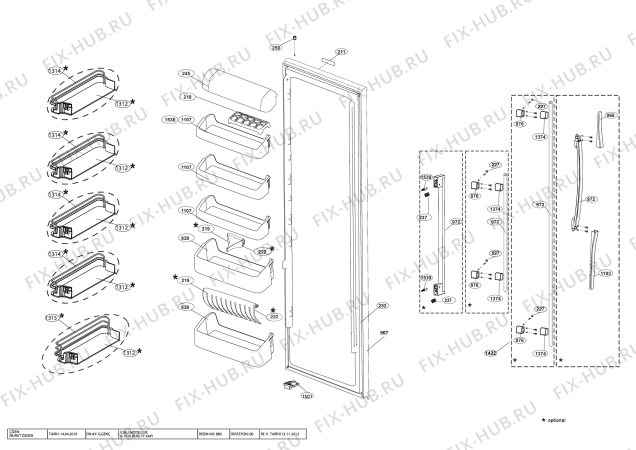 Взрыв-схема холодильника Beko GNEV320X (7245548783) - DOOR ASSEMBLY ( FF NEW SBS )