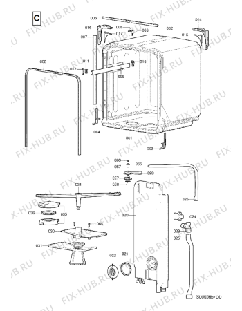 Взрыв-схема посудомоечной машины Whirlpool GSX 6400 - Схема узла