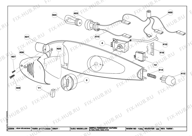 Взрыв-схема холодильника Beko BEKO RRN 1671 (6192406150) - LIGHT/THERMOSTAT BOX ASS'Y  (B-165)