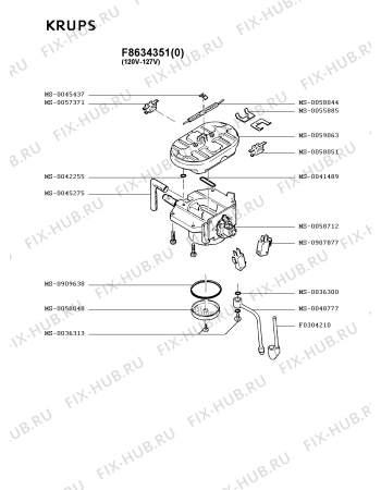 Взрыв-схема кофеварки (кофемашины) Krups F8634351(0) - Схема узла LP001834.5P4