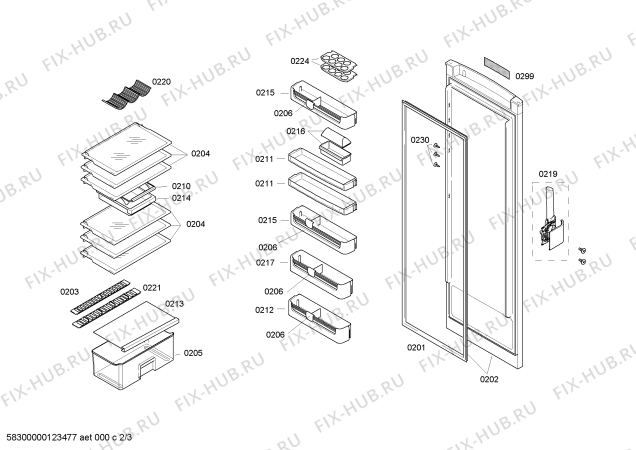 Схема №1 KS38RV40 с изображением Дверь для холодильника Bosch 00245637