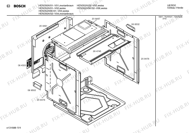 Взрыв-схема плиты (духовки) Bosch HEN352ASK - Схема узла 04