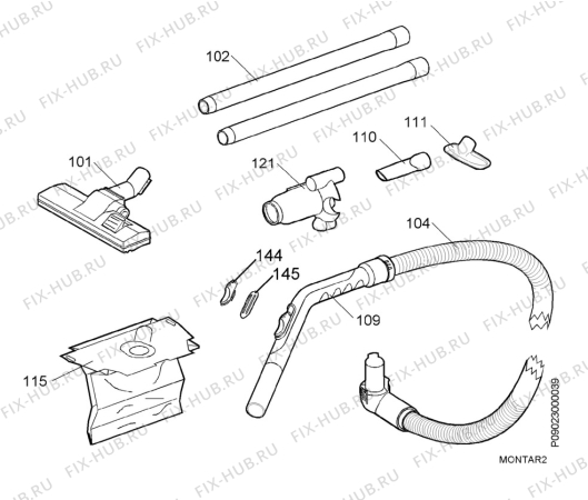 Взрыв-схема пылесоса Electrolux Z1150 - Схема узла Section 2