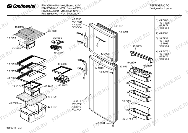 Взрыв-схема холодильника Continental RSV355526J CONTINENTAL - Схема узла 02