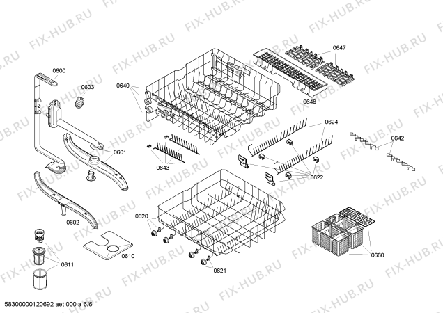 Взрыв-схема посудомоечной машины Bosch SGS56M42EU - Схема узла 06