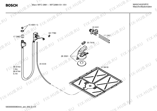 Взрыв-схема стиральной машины Bosch WFO2881 Maxx WFO 2881 - Схема узла 05
