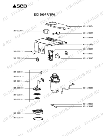 Взрыв-схема кофеварки (кофемашины) Seb EX1500FR/1P0 - Схема узла MP003220.6P2