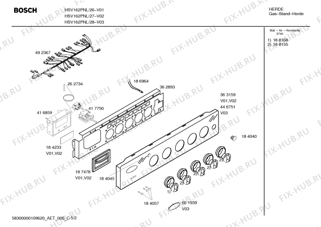 Схема №1 HSV412CTR, FIRIN с изображением Столешница для электропечи Bosch 00243365