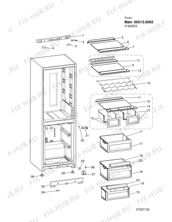 Взрыв-схема холодильника Hotpoint FF187EK (F053950) - Схема узла