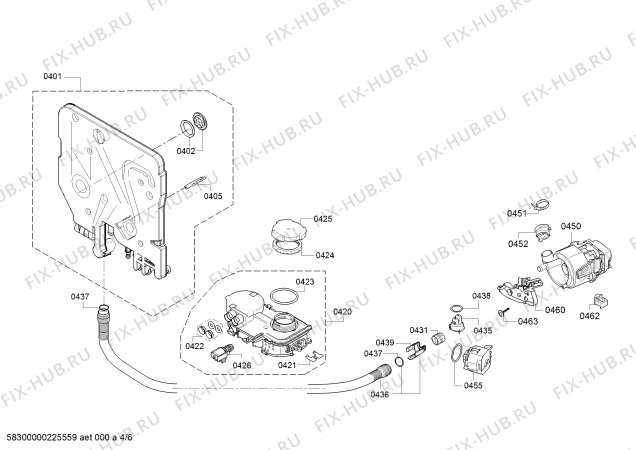 Взрыв-схема посудомоечной машины Bosch SKS62E22RU, SilencePlus - Схема узла 04