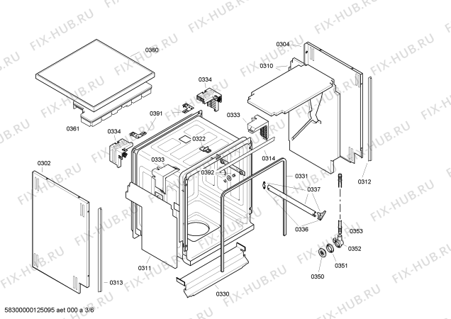 Схема №1 SGS46E26GB с изображением Столешница для посудомойки Bosch 00478642