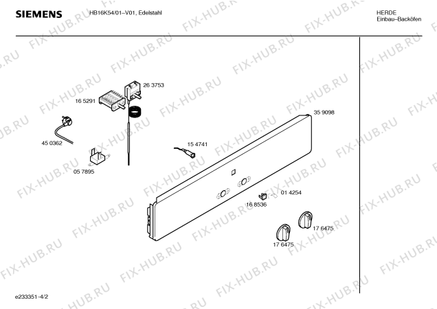 Схема №2 HB16K64 с изображением Инструкция по эксплуатации для плиты (духовки) Siemens 00525328
