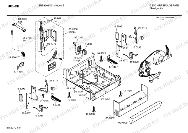 Схема №1 SRS4302 с изображением Инструкция по эксплуатации для электропосудомоечной машины Bosch 00528964
