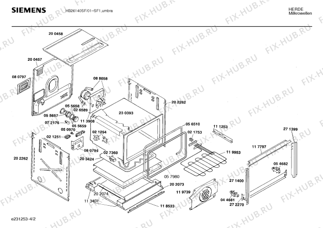 Взрыв-схема плиты (духовки) Siemens HB35140SF - Схема узла 02