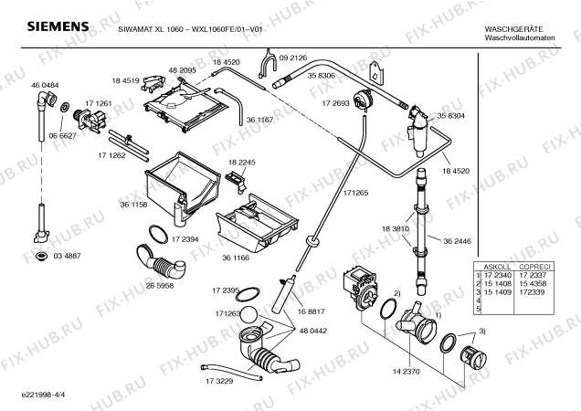 Взрыв-схема стиральной машины Siemens WXL1060FE SIWAMAT XL1060 - Схема узла 04