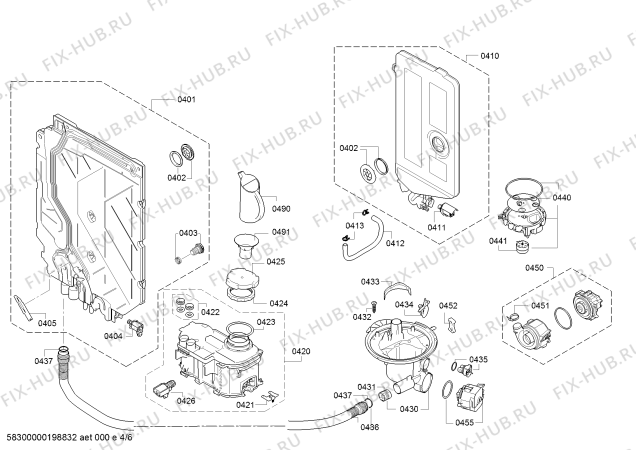 Взрыв-схема посудомоечной машины Bosch SBV46GX00E SilencePlus - Схема узла 04