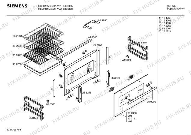 Схема №1 HB90355GB с изображением Внешняя дверь для плиты (духовки) Siemens 00437182