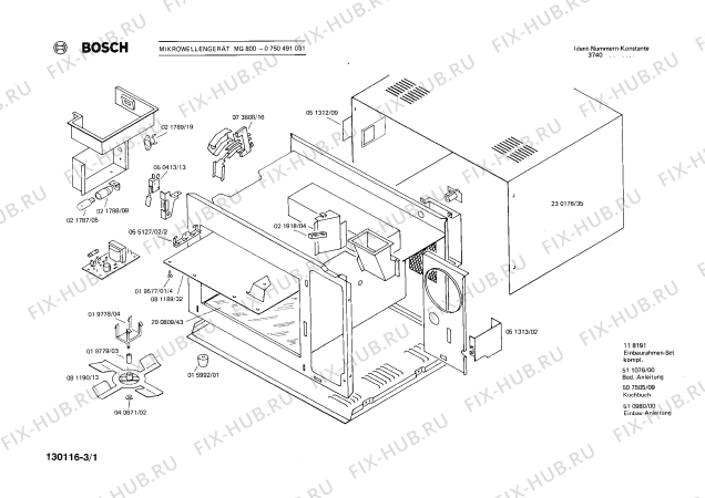 Схема №3 0750491031 MG800 с изображением Переключатель для свч печи Bosch 00021917