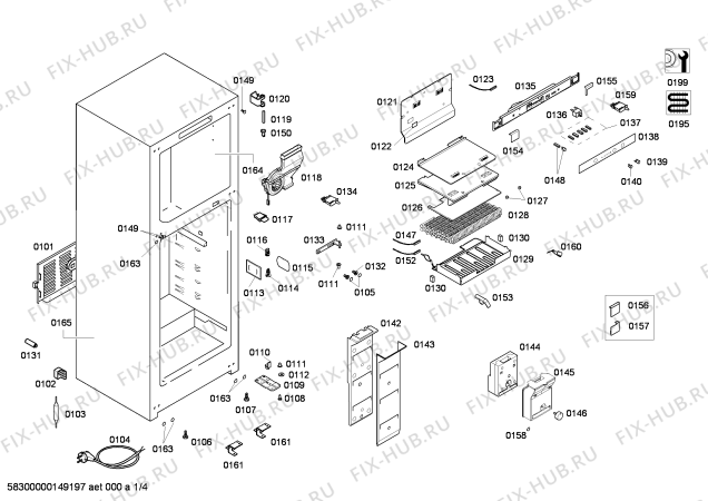 Схема №3 KDN45X40AU с изображением Дверь для холодильной камеры Bosch 00249922