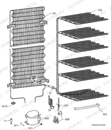 Взрыв-схема холодильника Aeg AGS2511 - Схема узла Cooling system 017