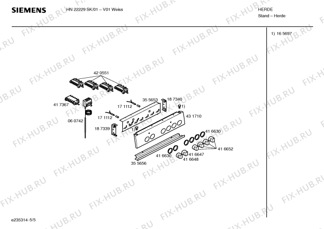 Взрыв-схема плиты (духовки) Siemens HN22229SK - Схема узла 05