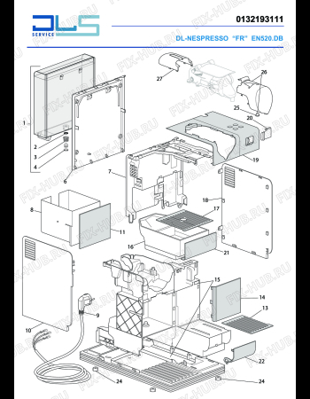 Схема №1 F 421.DB LATTISSIMA с изображением Панель для электрокофемашины DELONGHI 5313242981