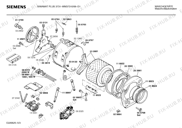 Взрыв-схема стиральной машины Siemens WM37310 SIWAMAT PLUS 3731 - Схема узла 03