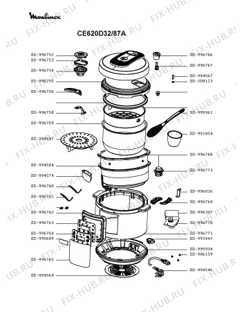 Схема №1 CE620D32/87A с изображением Крышка для электропароварки Moulinex SS-996769