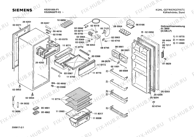 Схема №1 KS20N00FF с изображением Корпус для холодильной камеры Bosch 00085953