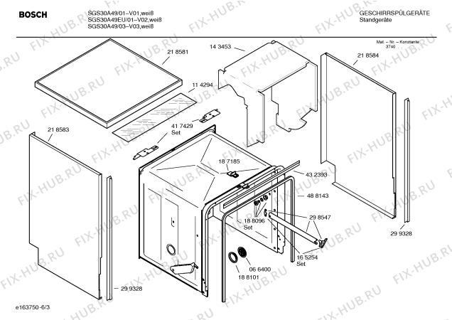 Схема №1 SGS30A49EU с изображением Инструкция по эксплуатации для посудомоечной машины Bosch 00585000