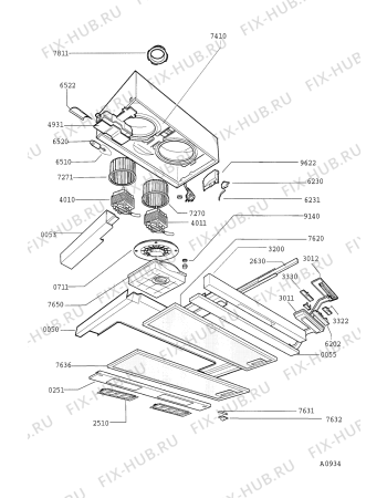 Схема №1 HOO 552 S 400 276 01 с изображением Панель для электровытяжки Whirlpool 481245288015