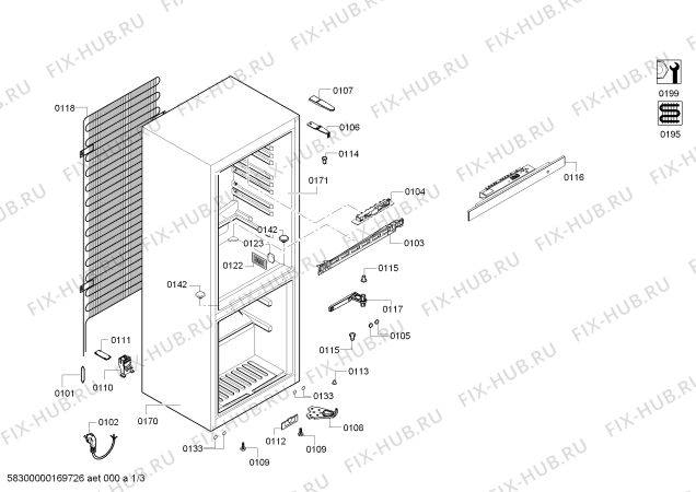 Схема №1 KGV36VL32G, Bosch с изображением Ручка двери для холодильника Bosch 00754117