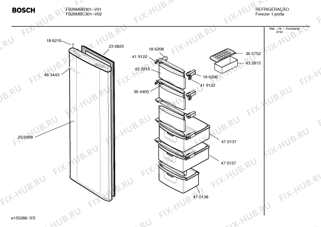 Взрыв-схема холодильника Bosch FB26MBB301 - Схема узла 02