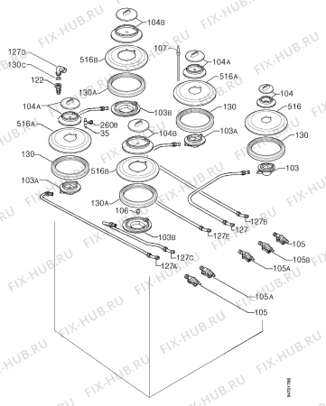 Взрыв-схема плиты (духовки) Electrolux EK7705X - Схема узла Functional parts 267