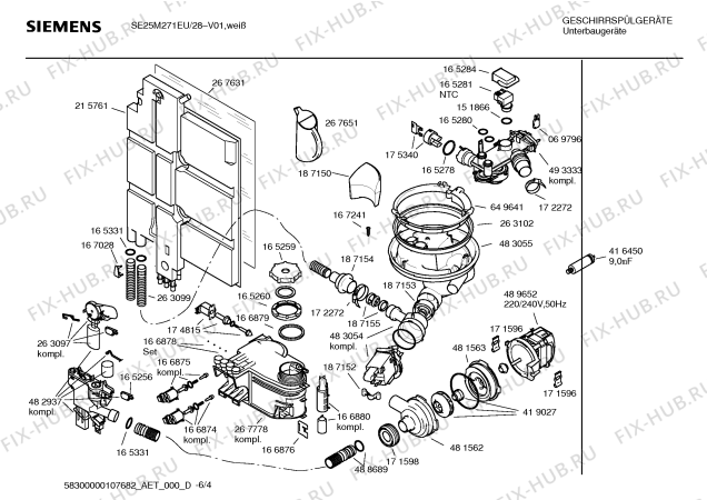 Схема №1 SE25M271EU с изображением Инструкция по эксплуатации для посудомойки Siemens 00592975