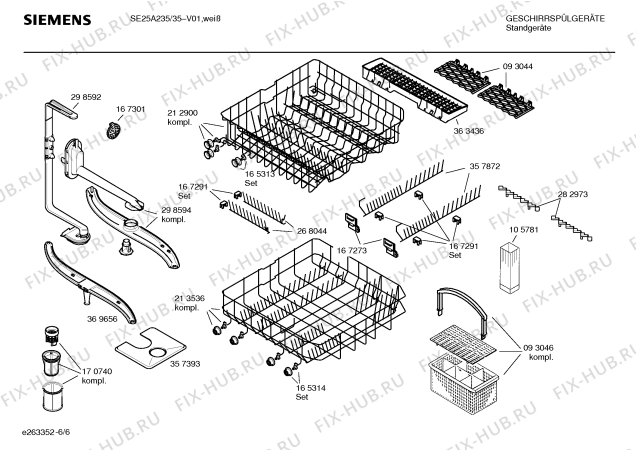 Взрыв-схема посудомоечной машины Siemens SE25A235 - Схема узла 06