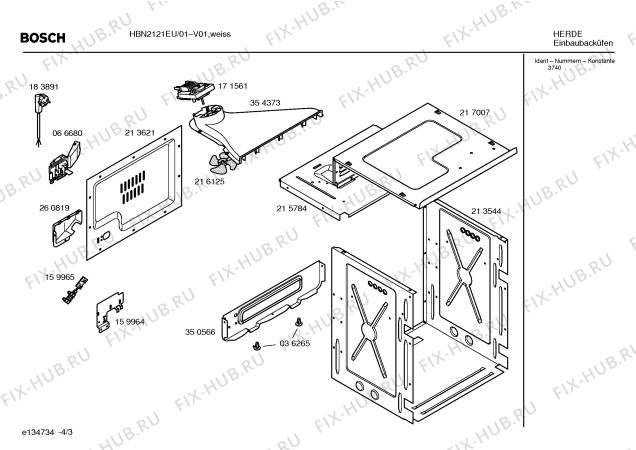 Взрыв-схема плиты (духовки) Bosch HBN2121EU - Схема узла 03