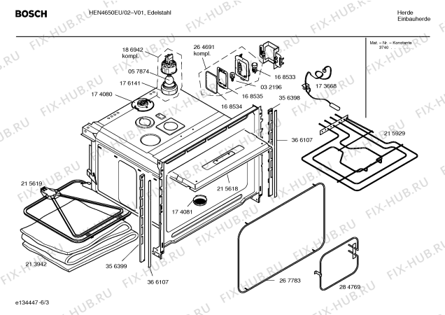Схема №1 HEN4650EU с изображением Инструкция по эксплуатации для духового шкафа Bosch 00581946