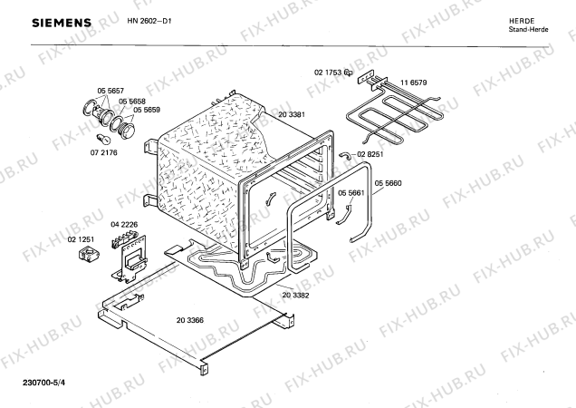 Взрыв-схема плиты (духовки) Siemens HN2602 - Схема узла 04