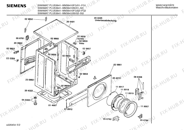 Взрыв-схема стиральной машины Siemens WM36410SI SIWAMAT PLUS 3641 - Схема узла 02