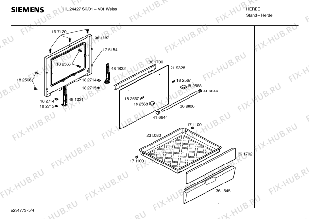 Взрыв-схема плиты (духовки) Siemens HL24427SC - Схема узла 04