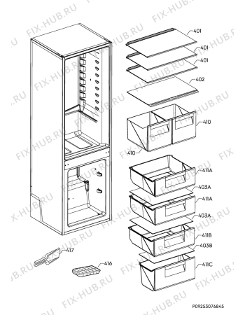 Взрыв-схема холодильника Electrolux ENN2701AOV - Схема узла Internal parts