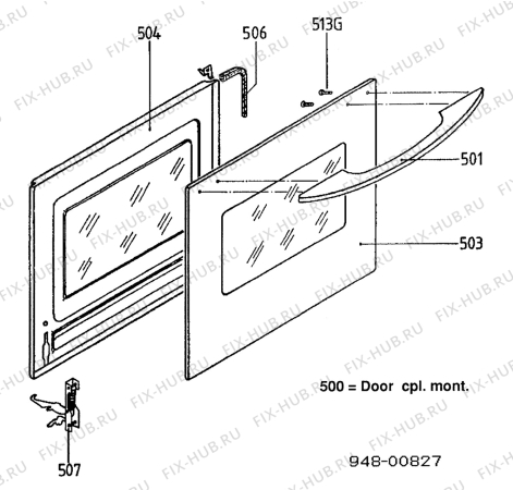 Взрыв-схема плиты (духовки) Electrolux AOB304B - Схема узла Door 003