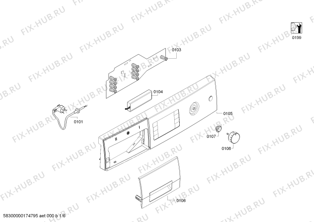 Схема №1 WVH305691W Bosch с изображением Ручка для стиралки Bosch 00754119