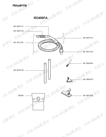 Взрыв-схема пылесоса Rowenta RO450FA - Схема узла 9P001293.3P2