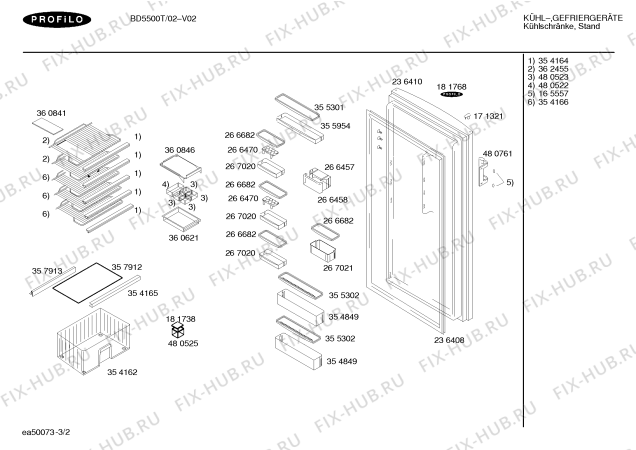 Взрыв-схема холодильника Profilo BD5500T EUROLUX - Схема узла 02
