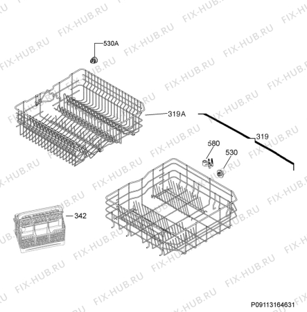 Взрыв-схема посудомоечной машины Electrolux ESI6550ROK - Схема узла Basket 160