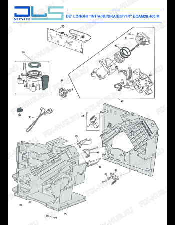 Взрыв-схема кофеварки (кофемашины) DELONGHI PRIMADONNA S DE LUXE   ECAM28.466.M - Схема узла 2