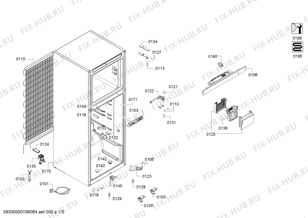 Схема №1 BD2058L2VV Profilo с изображением Дверь для холодильной камеры Bosch 00715259